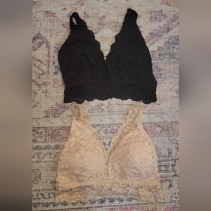 Elegant Smart & Sexy Lace Padded Bralette Set - Black and Tan